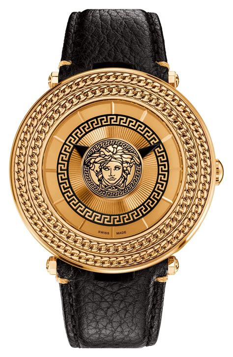 versace ladieswatch round with leather band|Versace apple watch band.